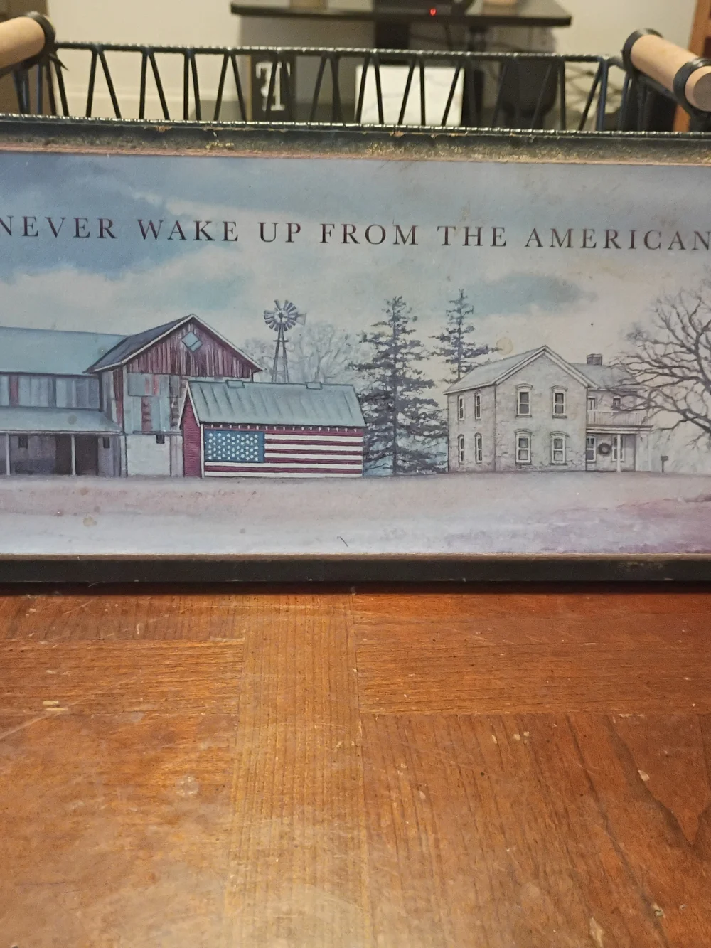 Bonnie Mohr American Farmhouse Wall Art Sign in Blue and Red